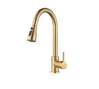 1 pz rubinetto della cucina spazzolato estraibile rubinetto lavello della cucina rubinetto miscelatore monocomando rubinetto girevole for doccia da cucina a 360 gradi(Gold C)