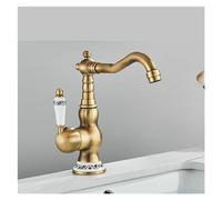 1 pz rubinetto for lavabo in ottone vintage antico supporto da appoggio maniglia singola rubinetto for lavandino del bagno rubinetto miscelatore caldo e freddo gru da cucina(Short)