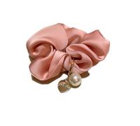 1 pz Scrunchies vintage in raso di seta tinta unita for capelli for ragazze con perle a cuore color oro for accessori for capelli da donna(Pink)