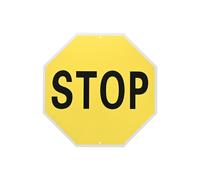 1 pz Segnale di stop 12x12" Alluminio, lettere nere su sfondo giallo