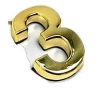 1 Pz. Segni Numerici Sulla Porta Numero Civico Plastica ABS Adesivo Targa Etichetta Casa Oro 3,5 Cm Digitale(Number 3)