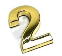 1 Pz. Segni Numerici Sulla Porta Numero Civico Plastica ABS Adesivo Targa Etichetta Casa Oro 3,5 Cm Digitale(Number 2)