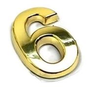 1 Pz. Segni Numerici Sulla Porta Numero Civico Plastica ABS Adesivo Targa Etichetta Casa Oro 3,5 Cm Digitale(Number 6)