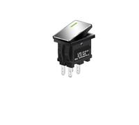 1 PZ Serie 1409 Interruttore a bilanciere ad alta corrente da 7 Amp ON-OFF-ON 2/3 Posizione 4/6Pin KCD1 con luce rossa/verde 12V24V220V(Green(Silvery Panel),220V)