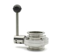 1 pz SS304/316L sanitario acciaio inox valvola a farfalla OD50.5/64/119mm valvola a farfalla tre clip (SS316L,32mm Ferrule 50.5)