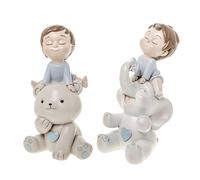 1 pz Sweet salvadanaio boy ragazzo su animale celeste h.21 cm 2 ass.bomboniera n