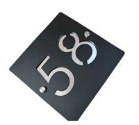 1 Pz. Targa for Porta In Acrilico Con Carattere Moderno 3D. Targhetta for Indirizzo Esterna Nera E Argento(Black Silver,28x28cm)