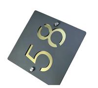 1 Pz. Targa for Porta In Acrilico Con Carattere Moderno 3D. Targhetta for Indirizzo Esterna Nera E Argento(Gray Gold,15x15cm)