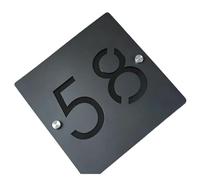1 Pz. Targa for Porta In Acrilico Con Carattere Moderno 3D. Targhetta for Indirizzo Esterna Nera E Argento(Black Black,25x25cm)