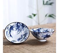 1 pz Tazza da tè conica in Porcellana Blu e Bianca retrò, anticalcare, Ciotola da tè in Ceramica Dipinta a Mano, Tazze da Viaggio e da Meditazione, Set da