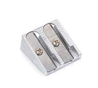 1 pz temperamatite argento metallo smussato doppio foro temperamatite scuola ufficio temperamatite forniture di cancelleriaTrattamento ingegnoso