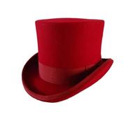 1 pz Uomo Donna Colbacco Cappello magico in lana Solic Colore Feltro Cappellini Fedora Performance sul palco Lane stile equestre a cilindro da uomo per Derby, per matrimoni, feste(Red,S(55cm))