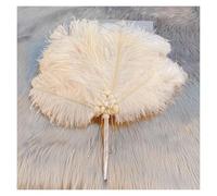 1 pz. Ventaglio africano in piuma di tacchino, da donna, for matrimonio, for sposa, con un solo lato, fai te, fatto a mano per feste a tema, matrimonio, ballo(Color-6)