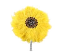 1 pz. Ventaglio africano in piuma di tacchino, da donna, for matrimonio, for sposa, con un solo lato, fai te, fatto a mano per feste a tema, matrimonio, ballo(Yelllow 1)