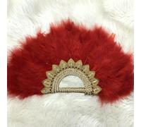 1 pz Ventaglio da ballo in piume di tacchino africano fatto a mano per decorazione di nozze con pietre fatte a mano Ventaglio personalizzato-6