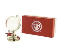1 pz world mappamondo in vetro su base argentata con cappello tocco rosso laurea