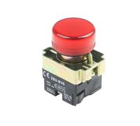 1 pz XB2-BV63 verde XB2-BV64 XB2-BV65 BV66 rosso Spia luminosa in metallo Interruttore spia luminosa Apertura 22mm Giallo Blu(XB2-BV64-Red,12V)