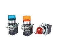 1 PZ XB4 interruttore a manopola illuminato a 2 velocità con LED normalmente aperto e chiuso a pulsante meccanico autobloccante portalampada(Blue,2 GEAR_1NC_12V)