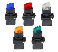 1 pz XB5 Interruttore a pulsante con manopola illuminata a 2 marce e 3 posizioni, tensione 220 V 24 V, selettore in plastica, autobloccante NC con lampada, 22 mm(3 gear self lock,380V_1NO 1NC_BLUE)