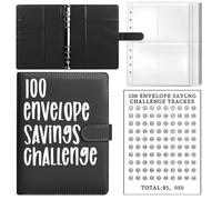 1 raccoglitore nero, 25 fogli in cartone A5 con griglia quadrata e carta da 100 giorni, libro di conservazione fotografico, cartella budget, adatta per la gestione del denaro, viaggi, diario e uso