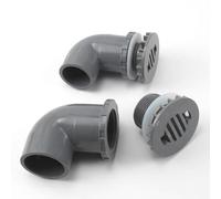 1 raccordo di scarico a gomito in PVC a 90° for acquari - 20-50 mm, argento/bianco/blu, PVC resistente con guarnizioni in silicone(Silver,32mm)