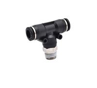 1 raccordo for connettore aria nero a T da 12 mm a 4 mm for tubo flessibile da 1/8" 1/4" M5 3/8" 1/2" BSP maschio, raccordo pneumatico(6mm,1/2")