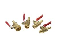 1 raccordo per valvola a sfera in ottone da 6/8/10/12 mm, con leva rossa, per tubo da 1/4", 3/8", 1/2", filettatura maschio (1/4", 8 mm)
