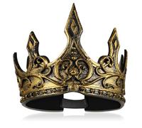 1 reale, dorata antica, corone rotonde, per uomini, corone reali medievali, accessori per costume per Halloween, cosplay, fascia per decorazioni per feste di compleanno