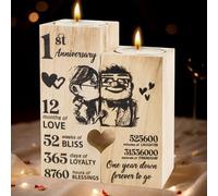 1 regalo per anniversario di matrimonio, regalo per il 1° anniversario di matrimonio, anniversario per 1 anno - portacandele in legno, primo anniversario di matrimonio, per coppie donna uomo