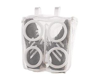 1 rete per il lavaggio delle scarpe, asciutta come è dopo il lavaggio, bianca, con chiusura lampo, robusta ed economica