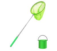 1 Rete telescopica per Bambini, Rete da Pesca per laghetto Estensibile (da 34,5 a 33,8 cm), con 1 Secchio Pieghevole per Bambini Che catturano Insetti Piccoli Pesci all'aperto in Spiaggia