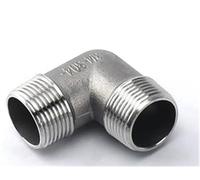 1 riduttore femmina SS304 in acciaio inox, gomito a 90 gradi, angolo F/F, 3/8", 1/2", 3/4", 3/8", 1/2", 3/4" (argento, DN15)