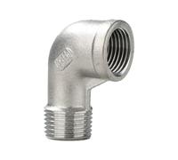 1 riduttore femmina SS304 in acciaio inox, gomito a 90 gradi, angolo F/F, 3/8", 1/2", 3/4", 3/8", 1/2", 3/4" (bianco, DN40)