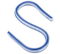 1 righello curvo flessibile, strumento di disegno in plastica, design blu e bianco per ingegneria