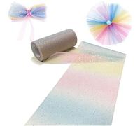 1 Rotoli Rotolo di Tulle Glitterato Sfumato, Rotoli di Tulle con Glitter, per Decorazioni di Nozze, Decorazione per Tutù, Gonna, Artigianato, Regalo di Natale, Colore Chiaro(6 Inch x 10 Yards)