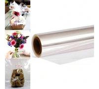 1 Rotolo/2 Rotoli di Pellicola Trasparente Resistente - Pellicola Termoretraibile in Plastica Trasparente, Adatta per Cesti Regalo, Bouquet, Fiori Freschi e Artigianato - Colore Solido, Senza Motivo, 