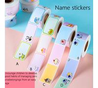 1 Rotolo 280 pezzi Adesivi con nomi di studenti a cartoni animati, resistenti all'acqua e strappo, per forniture scolastiche, taccuini, libri di testo Un animale carino,B morbidi e carini animali,C de