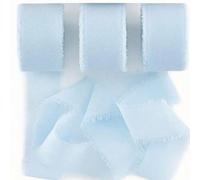 1 Rotolo/3 Rotoli 4Cm*500Cm Nastro di Chiffon Azzurro Chiaro con Bordo Fatto a Mano, Adatto per Inviti di Matrimonio, mazzolino da Sposa, Confezioni Regalo, Artigianato Fai-da-Te, Decorazione di Scena