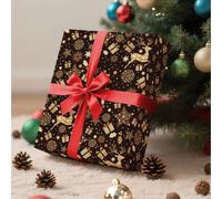 1 rotolo + 43cm*500 Cm (17 pollici *16,4 piedi) + Carta da regalo natalizia + Renne stellate nella notte di Natale, adatta per regali natalizi, decorazioni per le vacanze, allestimento di feste, brico