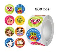 1 Rotolo 500 pezzi Adesivi, Adesivi per giochi di animali carini per ricompense in classe, Rotolo di adesivi rotondi da 2,5 cm/1,0 pollici, Adesivi per sigillare buste, Materiali per decorazioni natal