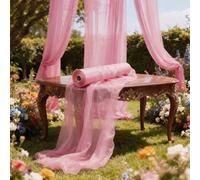 1 Rotolo 50m Tessuto in Chiffon a Rete Rosa Romantico e alla Moda, Adatto per Decorazioni Matrimoniali, Arco, Runner per Tavolo/Soffitto e Decorazione dello Schienale, San Valentino, Natale e Occasion
