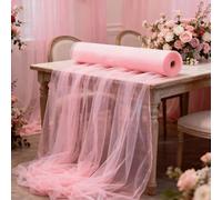 1 Rotolo 50m Tessuto Tulle Rosa Extra Lungo, Disponibile in Più Dimensioni, Adatto per Eventi Romantici, San Valentino, Decorazione Arco Matrimonio, Festa Anniversario, Celebrazione, Decorazione Palco