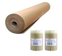 1 Rotolo Cartone Ondulato misura 1 x 45 metri Avana Protezione Pavimenti Pittura Copripavimenti Lavori Ristrutturazione + 2 bobinette con adesivo 18cm x 20 mt- Made in Italy