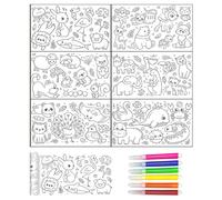 1 rotolo da pittura con 6 matite ad acquerello, per bambini, rotolo di carta da colorare, grande carta da disegno, rotolo di carta da disegno per bambini