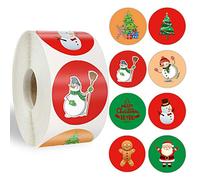 1 rotolo di 500 PCS Adesivi regalo di Natale Adesivo regalo rotondo per Decorazioni Natalizie Incartamento di Regalo