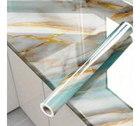 1 rotolo di carta da contatto in marmo verde di lusso - impermeabile, anti-olio, rimovibile, adatta per piani di lavoro in cucina, pareti del bagno, decorazione del soggiorno - stile mattone e legno, 