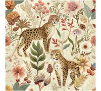 1 Rotolo di carta da parati alla moda e carina con stampa di piante e leopardo, carta da parati moderna e dolce con stampa di piante e animali, carta da parati decorativa per pareti e mobili di vari a