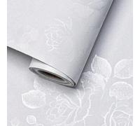 1 Rotolo di carta da parati autoadesiva bianca con motivo floreale, in materiale PVC, motivo a rose, stile campestre fresco, rinforzata e impermeabile, rimovibile, dimensioni 45cm x 5m/3m/1m, adatta p
