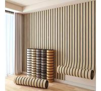 1 Rotolo di carta da parati autoadesiva effetto legno - Motivo a griglia rinforzato, design a grana diritta, adatto per parete TV del soggiorno e decorazione, facile da strappare e incollare, decorazi