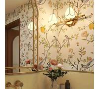 1 Rotolo di carta da parati elegante con motivi floreali e uccelli - Disegno di limone e foglie di vite, facile da applicare con sistema adesivo, impermeabile e rimovibile, perfetta per soggiorno, cam